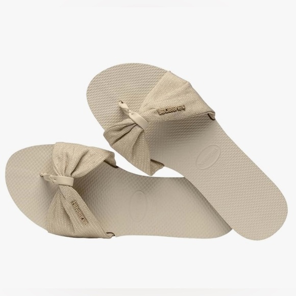 Havaianas You St. Tropez Shine Cream-Beige Flip Flops Women's Size 11-12 (NWOT) - Picture 1 of 14